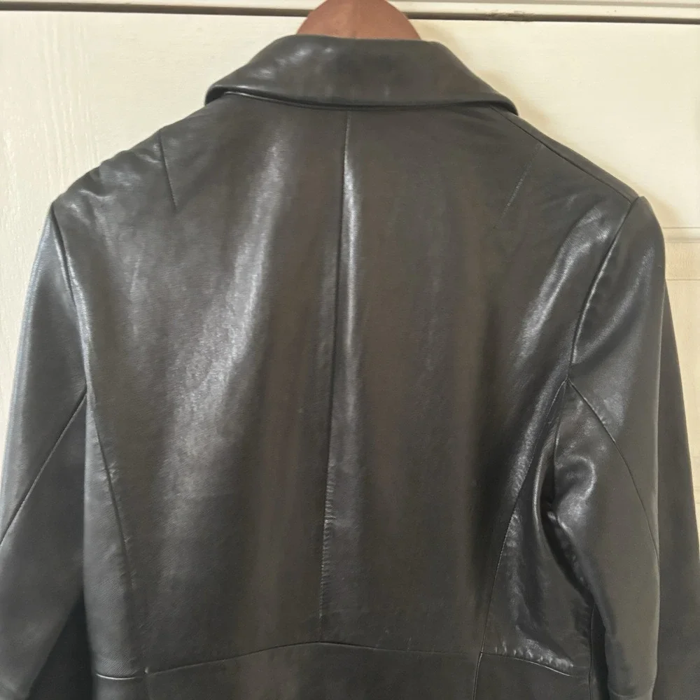 Vintage Y2K Banana Republic Leather‎ Jacket Men SZ Medium Racer Biker Moto Black